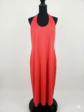 Popilush Coral Halter Maxi Dress